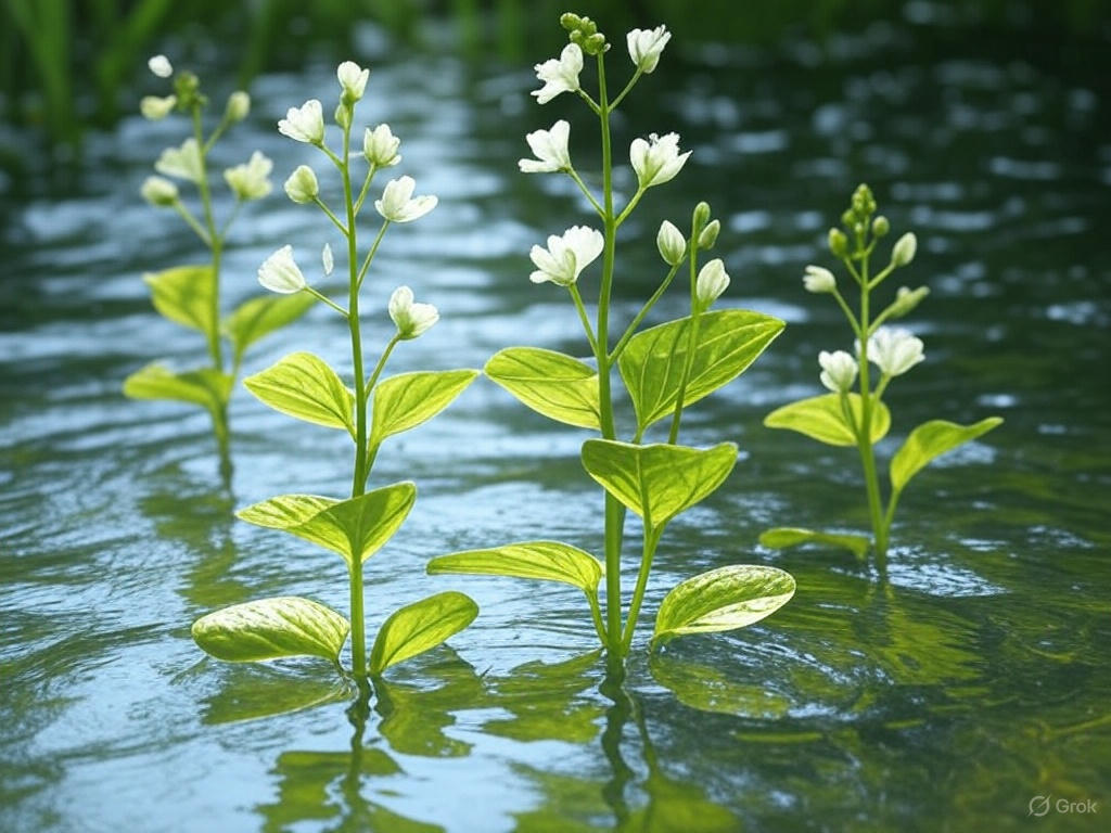Arrowhead pond plants with upright arrow-shaped foliage